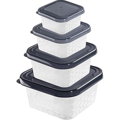 BranQ Home essential vershouddozen, ORI, BPA-vrij kunststof, zwart, verschillende maten, 4 stuks BranQ Home essential vershouddozen, ORI, BPA-vrij kunststof, zwart, verschillende maten, 4 stuks