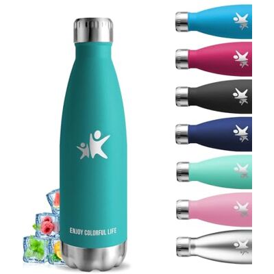 Grsta Drinkfles, 500 ml, thermosfles, roestvrij staal, BPA-vrij, thermosfles, lekvrij, metalen fles, 18/8 roestvrij staal, drinkflessen voor school, camping, kantoor, reizen Grsta Drinkfles, 500 ml, thermosfles, roestvrij staal, BPA-vrij, thermosfles, lekvrij, metalen fles, 18/8 roestvrij staal, drinkflessen voor school, camping, kantoor, reizen