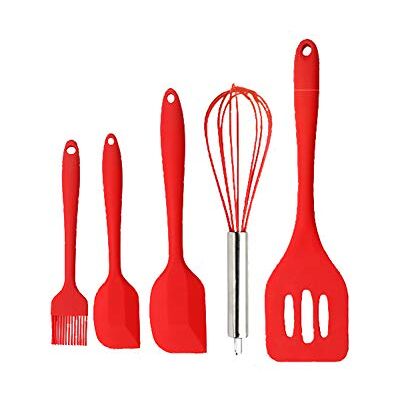 Local Makes A Comeback Silicone keukengerei, keukengerei, keukengerei van siliconen, 5-delige set, keukenlepel, garde, rood Local Makes A Comeback Silicone keukengerei, keukengerei, keukengerei van siliconen, 5-delige set, keukenlepel, garde, rood