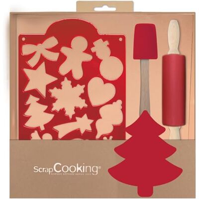 ScrapCooking 1142 Bakset voor kerstkoekjes, geschenkdoos, decoupeervorm, spatel en rol, siliconen en roestvrij staal, taartvorm voor kinderen, keuken, koekjes, 1142 ScrapCooking 1142 Bakset voor kerstkoekjes, geschenkdoos, decoupeervorm, spatel en rol, siliconen en roestvrij staal, taartvorm voor kinderen, keuken, koekjes, 1142