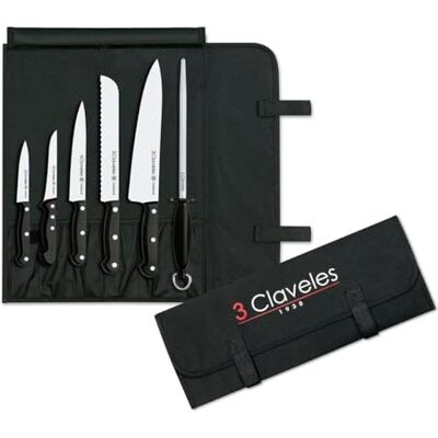 3 Claveles Set van 5 messen + messen + transportetui, Uniblock-lijn, roestvrij staal, zwart, 0 cm 3 Claveles Set van 5 messen + messen + transportetui, Uniblock-lijn, roestvrij staal, zwart, 0 cm