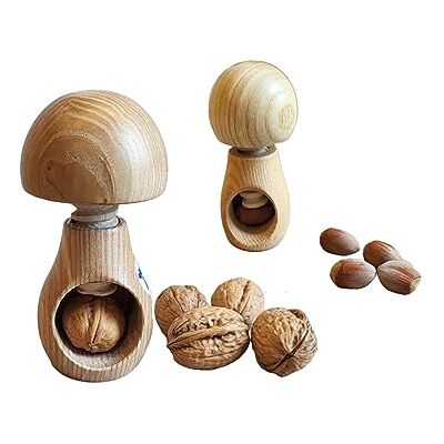 MALI'S 7458 handmatige decoratieve notenkraker en notenkraker in paddenstoelvorm van natuurlijk essenhout Ø 6 cm x hoogte 10 cm en Ø 4 cm x hoogte 7 cm gemaakt in Frankrijk MALI'S 7458 handmatige decoratieve notenkraker en notenkraker in paddenstoelvorm van natuurlijk essenhout Ø 6 cm x hoogte 10 cm en Ø 4 cm x hoogte 7 cm gemaakt in Frankrijk