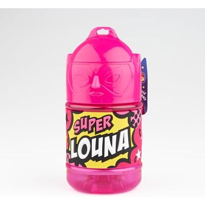 SUPER GOURDE Gepersonaliseerde kinderfles, waterfles met rietje Super Louna SUPER GOURDE Gepersonaliseerde kinderfles, waterfles met rietje Super Louna