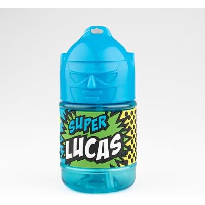 SUPER GOURDE Gepersonaliseerde kinderfles, waterfles met rietje Super Lucas SUPER GOURDE Gepersonaliseerde kinderfles, waterfles met rietje Super Lucas