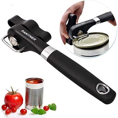 PAKITNER Safe Cut blikopener handmatige blikopener met gladde rand, ergonomisch, voedselveilig roestvrij staal PAKITNER Safe Cut blikopener handmatige blikopener met gladde rand, ergonomisch, voedselveilig roestvrij staal