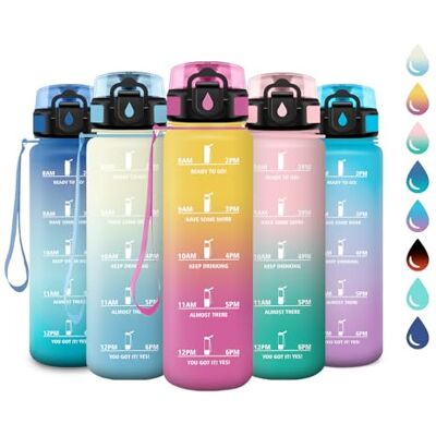 KollyKolla Drinkfles, 500 ml, lekvrije waterfles, herbruikbare fles, filterflessen met tijdmarkeringen, BPA-vrij, motiverende drinkfles voor kinderen, school, kantoor, yoga KollyKolla Drinkfles, 500 ml, lekvrije waterfles, herbruikbare fles, filterflessen met tijdmarkeringen, BPA-vrij, motiverende drinkfles voor kinderen, school, kantoor, yoga