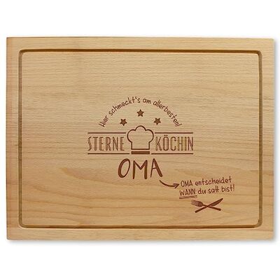 Feel Green Houten snijplank met gravure Oma Bescheidt Wann Du Satt Bist, ca. 40 x 30 x 2 cm, Made in Austrië, duurzaam cadeau-idee Feel Green Houten snijplank met gravure Oma Bescheidt Wann Du Satt Bist, ca. 40 x 30 x 2 cm, Made in Austrië, duurzaam cadeau-idee