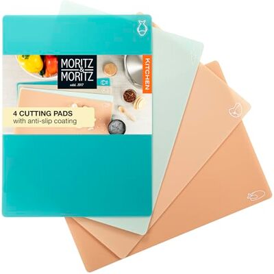 Moritz & Moritz 4 x zachte snijplank, 28 x 38 cm, kunststof snijplank voor snel werken, flexibele snijplankset, keukenplank, snijplanken set Moritz & Moritz 4 x zachte snijplank, 28 x 38 cm, kunststof snijplank voor snel werken, flexibele snijplankset, keukenplank, snijplanken set