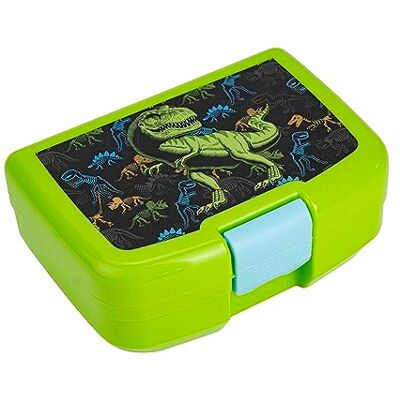 p:os Cool Kids Lunchbox met Dino Motief Plastic Container met één Compartiment en Clipsluiting voor Kinderen, Kleuterschool, School en Vrije Tijd p:os Cool Kids Lunchbox met Dino Motief Plastic Container met één Compartiment en Clipsluiting voor Kinderen, Kleuterschool, School en Vrije Tijd