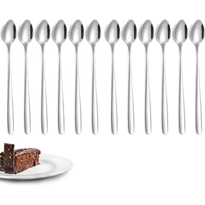 PARENCE – Set van 12 x 18,5 cm lange dessertlepels – Roestvrij staal – Met de hand gegraveerd – Lepel voor ijs, koffie, dessert PARENCE – Set van 12 x 18,5 cm lange dessertlepels – Roestvrij staal – Met de hand gegraveerd – Lepel voor ijs, koffie, dessert