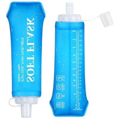 Euqvunn Vouwbare Waterfles 2 Stuks, BPA-vrije Herbruikbare Soft Flask 500ml met Lekvrije Deksel, Vouwbare Waterfles voor Hardlopen, Wandelen, Fietsen Euqvunn Vouwbare Waterfles 2 Stuks, BPA-vrije Herbruikbare Soft Flask 500ml met Lekvrije Deksel, Vouwbare Waterfles voor Hardlopen, Wandelen, Fietsen