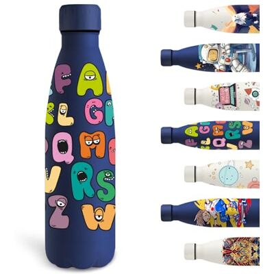Grsta Thermosfles, 500 ml, gepersonaliseerde drinkfles met letters, metalen fles, lekvrij, BPA-vrij, vacuüm-geïsoleerd, voor school, kantoor, camping, marineblauw Grsta Thermosfles, 500 ml, gepersonaliseerde drinkfles met letters, metalen fles, lekvrij, BPA-vrij, vacuüm-geïsoleerd, voor school, kantoor, camping, marineblauw
