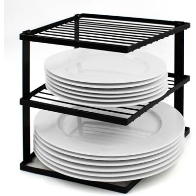 joeji's Kitchen Anti-Wankel Platenrek voor Keukenkast Opslag Hoek Platenrek Kastplank Organizer 25x25x19cm Zwart joeji's Kitchen Anti-Wankel Platenrek voor Keukenkast Opslag Hoek Platenrek Kastplank Organizer 25x25x19cm Zwart