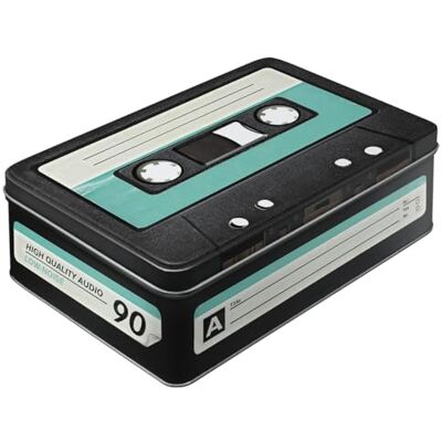 ART Retro voorraadblik plat, 2,5 l, Retro Cassette koekjesdoos, vintage design, Cadeau idee voor muziek fans ART Retro voorraadblik plat, 2,5 l, Retro Cassette koekjesdoos, vintage design, Cadeau idee voor muziek fans