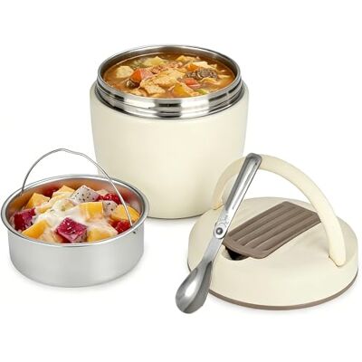 Cozary Thermocontainer voor eten, 1200 ml, roestvrij staal 304, met lepel, absoluut dicht, houdt 7 uur warm of koud, warmhoudcontainer, BPA-vrij, lunchbox voor kinderen en volwassenen Cozary Thermocontainer voor eten, 1200 ml, roestvrij staal 304, met lepel, absoluut dicht, houdt 7 uur warm of koud, warmhoudcontainer, BPA-vrij, lunchbox voor kinderen en volwassenen