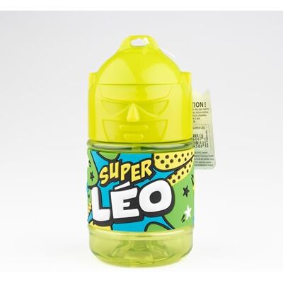 SUPER GOURDE Gepersonaliseerde kinderfles, waterfles met rietje Super Leo SUPER GOURDE Gepersonaliseerde kinderfles, waterfles met rietje Super Leo