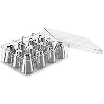 IBILI Set spuitmonden, roos, standaard, roestvrij staal, zilver, 10 x 10 x 5 cm, 12 stuks IBILI Set spuitmonden, roos, standaard, roestvrij staal, zilver, 10 x 10 x 5 cm, 12 stuks