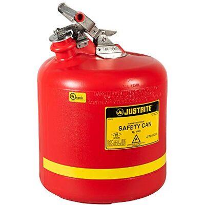 Justrite Ronde Veiligheidsfles Van Polyethyleen, 19 L, Rood Justrite Ronde Veiligheidsfles Van Polyethyleen, 19 L, Rood