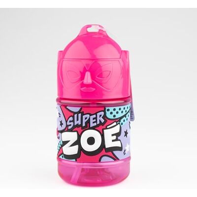 SUPER GOURDE Gepersonaliseerde kinderfles, waterfles met rietje Super Zoe SUPER GOURDE Gepersonaliseerde kinderfles, waterfles met rietje Super Zoe