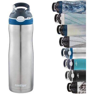 Contigo Ashland Chill drinkfles met rietje, grote BPA-vrije roestvrijstalen waterfles, thermosfles lekvrij, houdt dranken tot 24 uur koel; voor sport, fietsen, joggen, wandelen, 590 ml Contigo Ashland Chill drinkfles met rietje, grote BPA-vrije roestvrijstalen waterfles, thermosfles lekvrij, houdt dranken tot 24 uur koel; voor sport, fietsen, joggen, wandelen, 590 ml