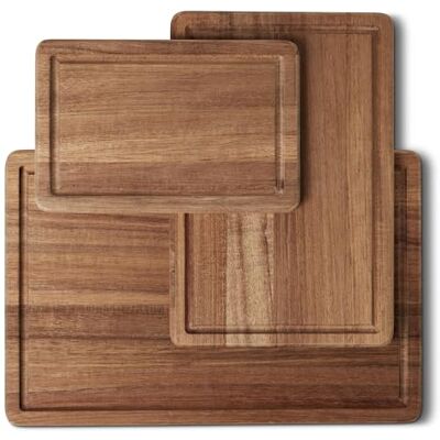 Amazon Basics Houten Snijplanken, 3-delige Set, Acaciahout, Voorgeolied Amazon Basics Houten Snijplanken, 3-delige Set, Acaciahout, Voorgeolied