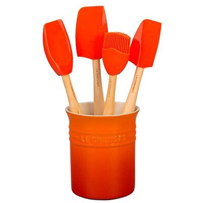 Le Creuset JS450-2 Klassieke pot voor keukengerei (1,1 liter), set van 4 spatels, cadeauverpakking, vulkanisch Le Creuset JS450-2 Klassieke pot voor keukengerei (1,1 liter), set van 4 spatels, cadeauverpakking, vulkanisch