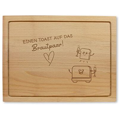 Feel Green Houten snijplank met gravure bruiloftstoast, ca. 40 x 30 x 2 cm, Made in Austrië, duurzaam cadeau-idee Feel Green Houten snijplank met gravure bruiloftstoast, ca. 40 x 30 x 2 cm, Made in Austrië, duurzaam cadeau-idee