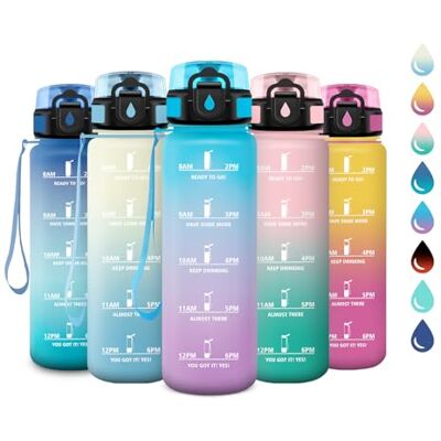 KollyKolla Drinkfles, 500 ml, lekvrije waterfles, herbruikbare fles, filterflessen met tijdmarkeringen, BPA-vrij, motiverende drinkfles voor kinderen, school, kantoor, yoga KollyKolla Drinkfles, 500 ml, lekvrije waterfles, herbruikbare fles, filterflessen met tijdmarkeringen, BPA-vrij, motiverende drinkfles voor kinderen, school, kantoor, yoga