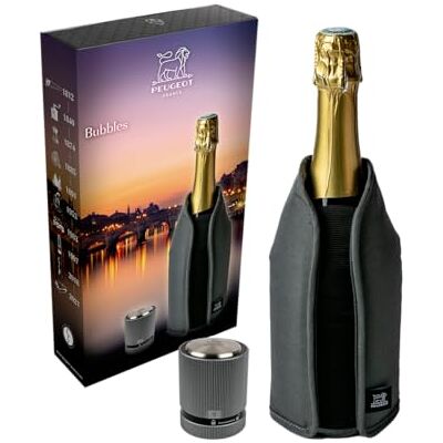 Peugeot Bubbles Gift Set Grey Heather Frizz Chiller + Line Carbon Champagne Stopper Chill Champagne in 20min Afdichting en conserveer geopende flessen luchtdicht Peugeot Bubbles Gift Set Grey Heather Frizz Chiller + Line Carbon Champagne Stopper Chill Champagne in 20min Afdichting en conserveer geopende flessen luchtdicht