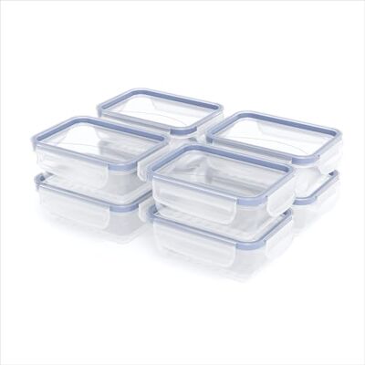 Rotho Clic & Lock, Set Van 8 Plastic Voedselopslagcontainers, Luchtdicht En 100% Lekvrij, Met Clip En Siliconen Afdichting, Set 8X 0,5 L, Transparant-Blauw Rotho Clic & Lock, Set Van 8 Plastic Voedselopslagcontainers, Luchtdicht En 100% Lekvrij, Met Clip En Siliconen Afdichting, Set 8X 0,5 L, Transparant-Blauw