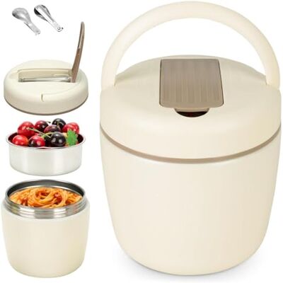 OTraki Thermocontainer voor eten, 1200 ml, lunchbox met lepel, warmtecontainer voor gerechten voor kinderen, roestvrij staal 304, absoluut dicht, houdt warm, BPA-vrij, voor onderweg en buiten OTraki Thermocontainer voor eten, 1200 ml, lunchbox met lepel, warmtecontainer voor gerechten voor kinderen, roestvrij staal 304, absoluut dicht, houdt warm, BPA-vrij, voor onderweg en buiten