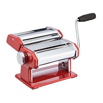KitchenCraft KC Blue World of Flavours Pasta Maker met 9 Dikte-Instellingen, Pastamachine van Roestvrij Staal Rood KitchenCraft KC Blue World of Flavours Pasta Maker met 9 Dikte-Instellingen, Pastamachine van Roestvrij Staal Rood