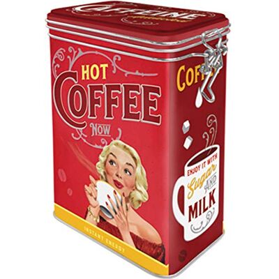 ART Retro koffieblik, 1,3 l, Hot Coffee Now met afsluitbare deksel, vintage design, Cadeau idee voor koffie drinkers ART Retro koffieblik, 1,3 l, Hot Coffee Now met afsluitbare deksel, vintage design, Cadeau idee voor koffie drinkers