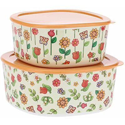THUN Set van 2 bakken voor de keuken – oranje – keuken, andere voor de keuken – cadeau-idee – lijn Country – melamine, PE – grote container 22,5 x 22,5 x 10 cm; kleine container 19 x 19 x 8,5 cm THUN Set van 2 bakken voor de keuken – oranje – keuken, andere voor de keuken – cadeau-idee – lijn Country – melamine, PE – grote container 22,5 x 22,5 x 10 cm; kleine container 19 x 19 x 8,5 cm