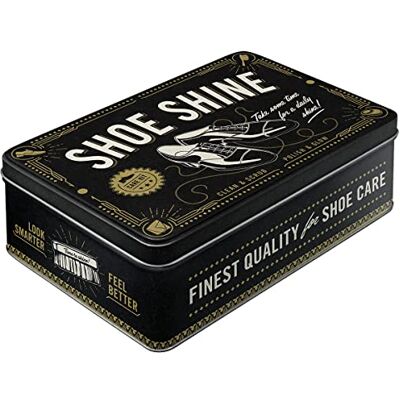 ART Retro voorraadblik plat, 2,5 l, Shoe Shine – Cadeau idee voor nostalgie fans, doos met deksel van blik, vintage design ART Retro voorraadblik plat, 2,5 l, Shoe Shine – Cadeau idee voor nostalgie fans, doos met deksel van blik, vintage design