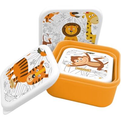 NERTHUS FIH 1325 stapelbare kinder lunchbox leeuwen set 3 bakjes BPA-vrij school NERTHUS FIH 1325 stapelbare kinder lunchbox leeuwen set 3 bakjes BPA-vrij school