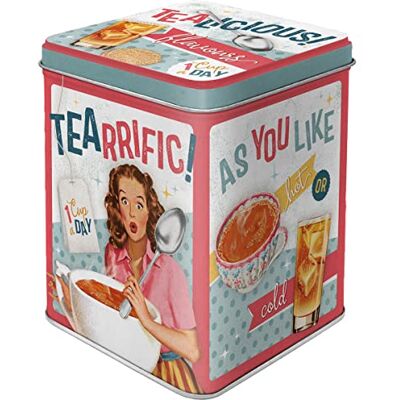 ART Retro theeblik, 100 g, Tealicious & Tearrific doos van blik, vintage design, Cadeau idee voor thee drinkers ART Retro theeblik, 100 g, Tealicious & Tearrific doos van blik, vintage design, Cadeau idee voor thee drinkers