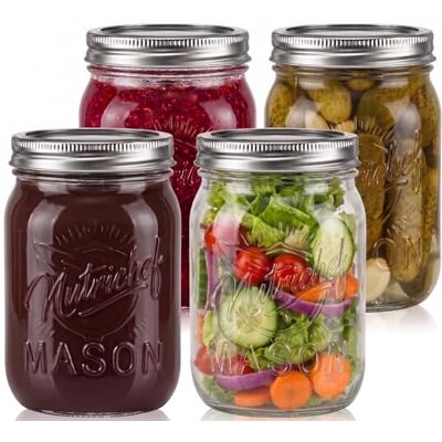 Nutrichef Mason Potten met Deksels 16oz DIY Magnetische Kruidenpot Glazen Container met Luchtdicht Deksel en Band Ideaal voor Maaltijdbereiding, Overnachting Haver, Gelei, Jam, Honing, Kaarsen, Ambachten, Nutrichef Mason Potten met Deksels 16oz DIY Magnetische Kruidenpot Glazen Container met Luchtdicht Deksel en Band Ideaal voor Maaltijdbereiding, Overnachting Haver, Gelei, Jam, Honing, Kaarsen, Ambachten,