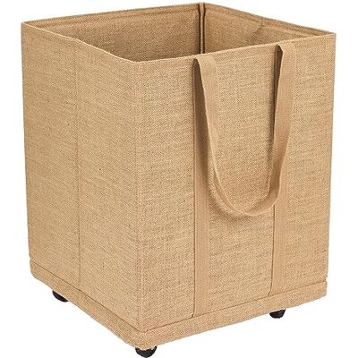 La cordeline Mand van natuurlijk jute, met zwenkwielen, 45 x 45 x 50 cm, 100 liter, boomtas, opslag thuis La cordeline Mand van natuurlijk jute, met zwenkwielen, 45 x 45 x 50 cm, 100 liter, boomtas, opslag thuis