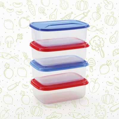 COSMOPLAST 4 Kleine Dozen Lt. 0,400, Koelkast, Vriezer, Magnetron. 2 Rode + 2 Blauwe COSMOPLAST 4 Kleine Dozen Lt. 0,400, Koelkast, Vriezer, Magnetron. 2 Rode + 2 Blauwe