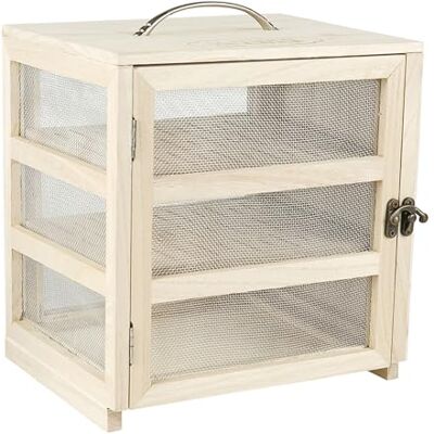 Faveco 544238 Kleine voorraadkast L 23 cm B 18 cm H 24 cm Ideaal voor het bewaren van kaas en vleeswaren, 2 uitneembare dienbladen van hout, met metalen handvat Faveco 544238 Kleine voorraadkast L 23 cm B 18 cm H 24 cm Ideaal voor het bewaren van kaas en vleeswaren, 2 uitneembare dienbladen van hout, met metalen handvat