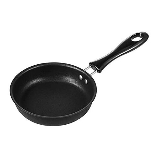 Sqxaldm Mini Braadpan Gepocheerd Ei Mini Platte Pot 12 cm Mini Pan Bodem Koekenpan Braadpannen voor Eén Ei Mini Omelet Pannenkoeken Praktische Mini Braadpan Antiaanbaklaag Pan Huishoudelijke Mini Ijzer Coating Zwart