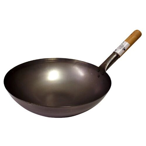 Chinawok Wok-pan uit China gastronomie, 30 cm, ronde bodem, alleen voor gasfornuizen