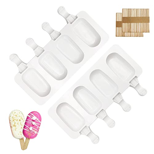 XPOOP 2 Stuks Siliconen Ijsvormen, Ijsvormen van Silicone, IJsvormen Siliconen Vorm, Siliconen Pop Ijs lolly Vormen, DIY Frozen Dessert Ijsvormen Vorm, Ice Cream Mold met 100 Houten Stokjes