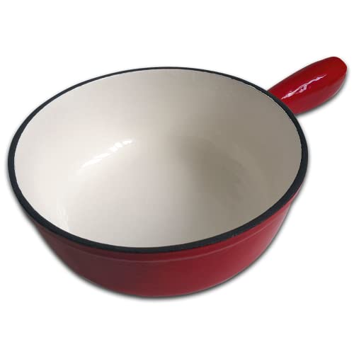 Rotel 1010150 fondue-fonduepot van gietijzer, geschikt voor alle warmtebronnen, ook inductie, inhoud 2 liter, rood, diameter 21,5 cm