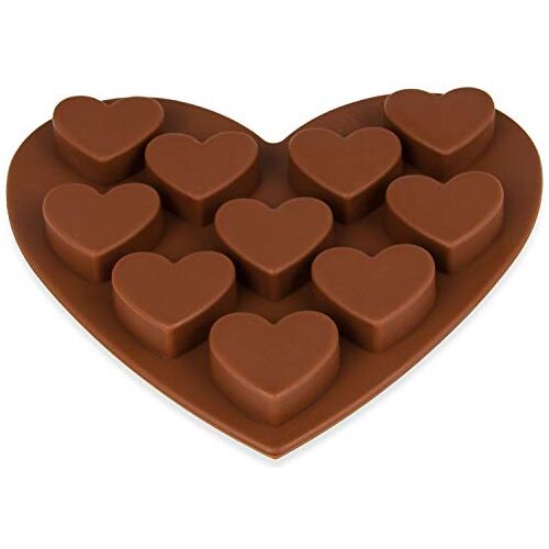 BlueFox Chocoladevorm, siliconen, siliconen vorm, hartjes, ijsblokjesvorm, hart, chocoladevorm, snoep, decoratie, vormpjes voor snoep, chocolade, fondant, hartvorm, siliconen, kleur: bruin