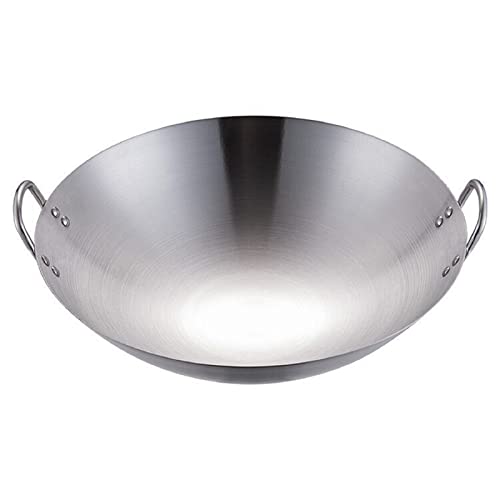 EdirFtra Roestvrijstalen wokpan, ongecoat Chinese pan, zware roestvrijstalen wok, koekenpan van koekenpan van koekenpan van koekenpan, compatibel met alle kachels,30cm