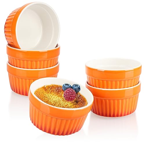 com-four ® 6x ragout-vinkom Ovenvaste vormen in oranje creme brulee-kom dessertkom met elk 185 ml