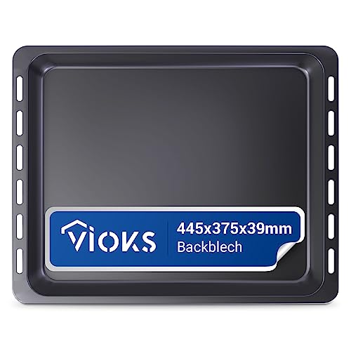 VIOKS Bakplaat, 445 x 375 x 39 mm, vervanging voor whirlpool, bakplaat, diep 481010764532, bakplaat, emaille, bakplaat met hoge rand voor oven