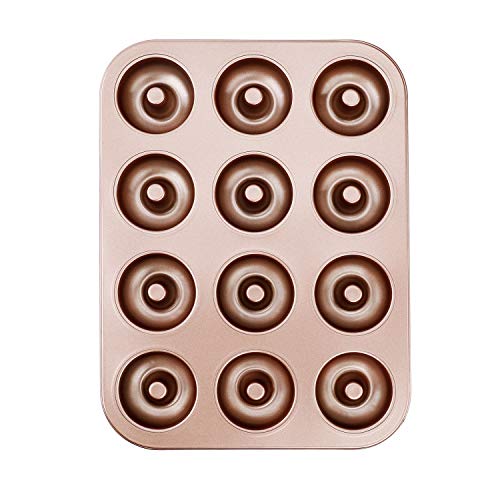 HONGXIN-SHOP Donutvormen, 12 stuks, anti-aanbaklaag, metalen bakblik voor cake-biscuit, bagel, muffin, donut, kuip, cake, 35 x 26 cm